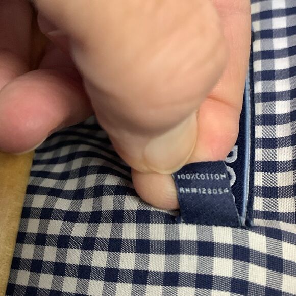 Bonobos Navy White Gingham Check Standard Fit Long Sleeve Button Shirt Size XL - Picture 6 of 11
